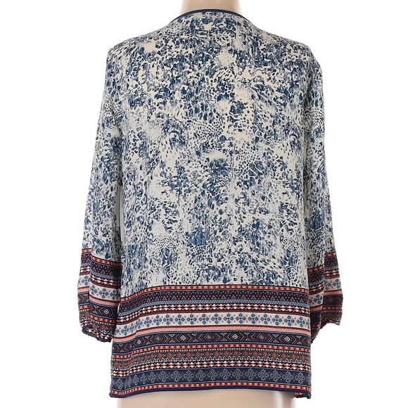 Zac & Rachel Blue Print 3/4 Sleeve Blouse New - Picture 2 of 7